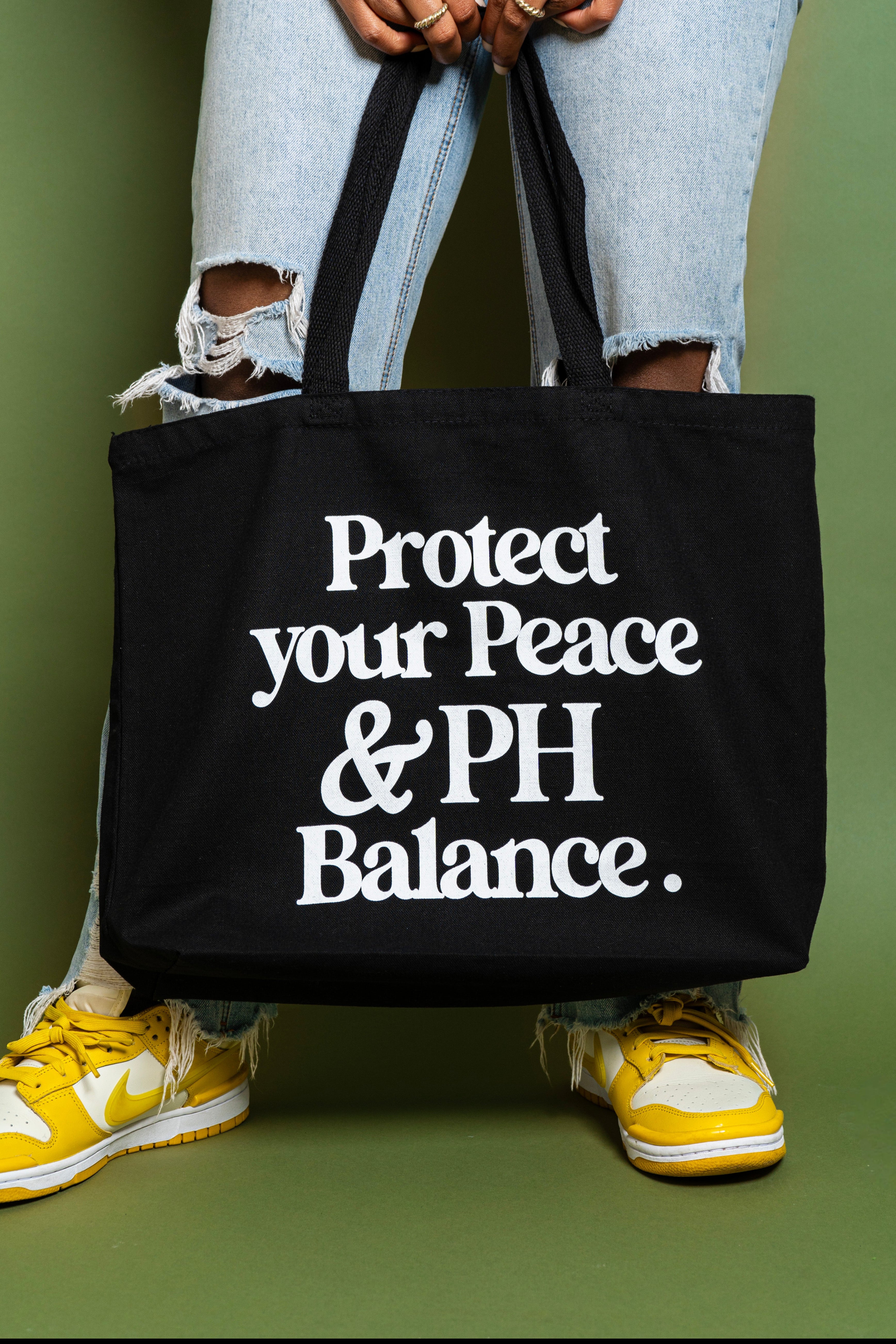 Protect Your Peace & PH Balance™ Black Tote Bag