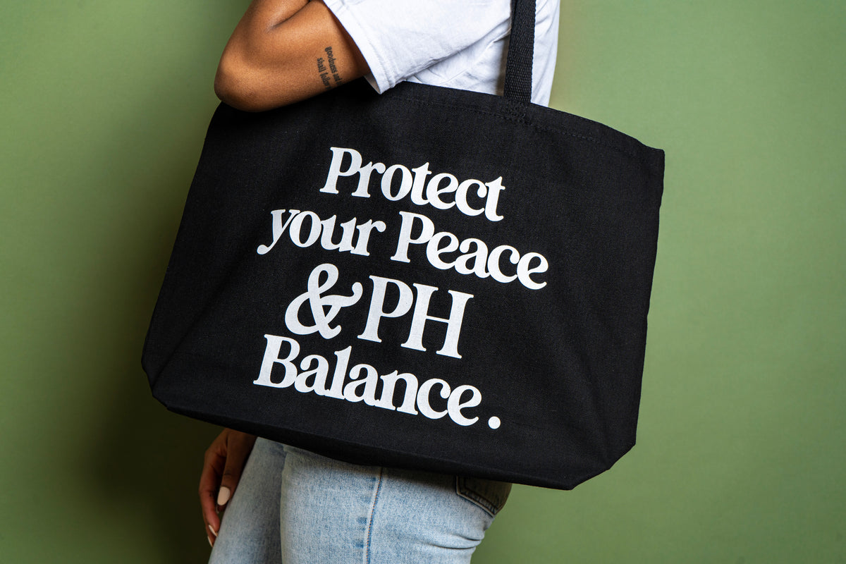 Protect Your Peace & PH Balance™ Black Tote Bag